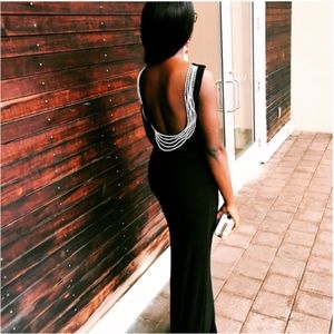 Pearl Embellished Low Back Gown